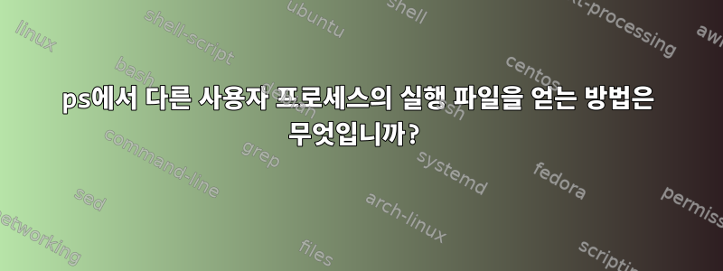 ps에서 다른 사용자 프로세스의 실행 파일을 얻는 방법은 무엇입니까?