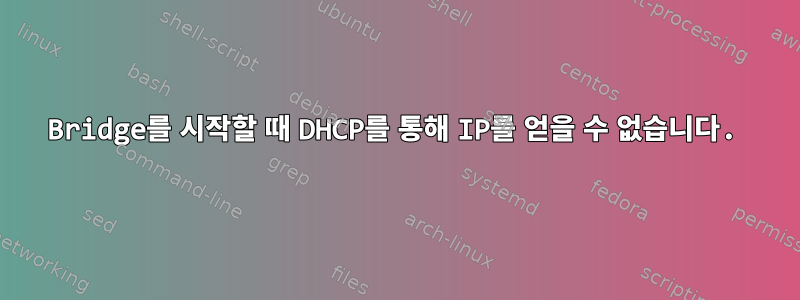 Bridge를 시작할 때 DHCP를 통해 IP를 얻을 수 없습니다.