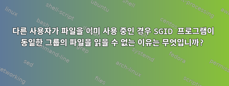 다른 사용자가 파일을 이미 사용 중인 경우 SGID 프로그램이 동일한 그룹의 파일을 읽을 수 없는 이유는 무엇입니까?