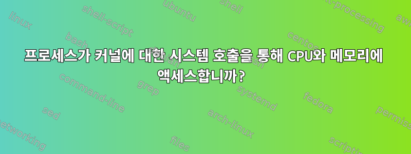 프로세스가 커널에 대한 시스템 호출을 통해 CPU와 메모리에 액세스합니까?