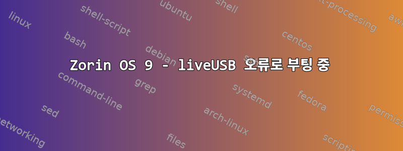 Zorin OS 9 - liveUSB 오류로 부팅 중