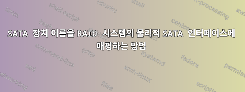 SATA 장치 이름을 RAID 시스템의 물리적 SATA 인터페이스에 매핑하는 방법