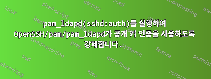 pam_ldapd(sshd:auth)를 실행하여 OpenSSH/pam/pam_ldapd가 공개 키 인증을 사용하도록 강제합니다.