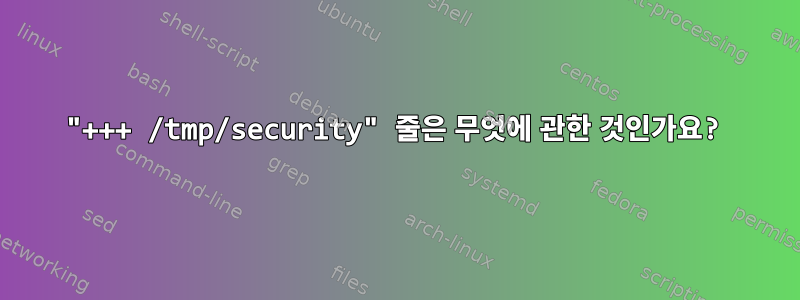 "+++ /tmp/security" 줄은 무엇에 관한 것인가요?