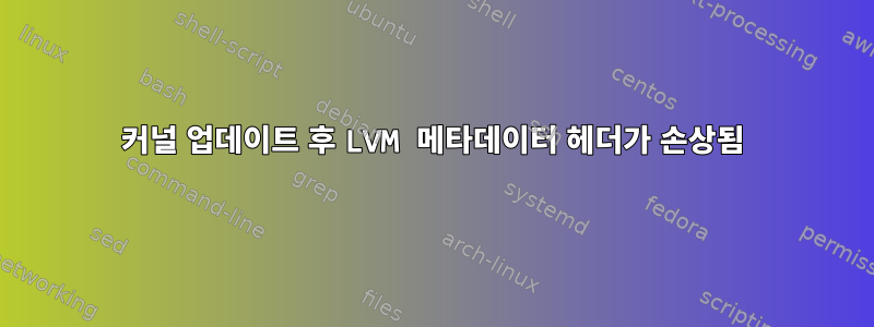 커널 업데이트 후 LVM 메타데이터 헤더가 손상됨