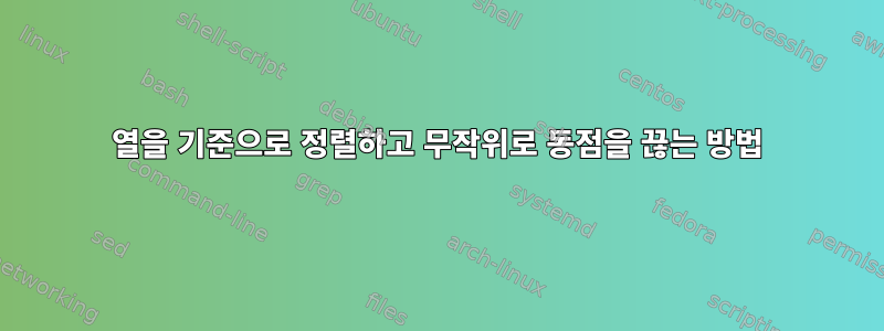 열을 기준으로 정렬하고 무작위로 동점을 끊는 방법