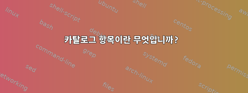 카탈로그 항목이란 무엇입니까?