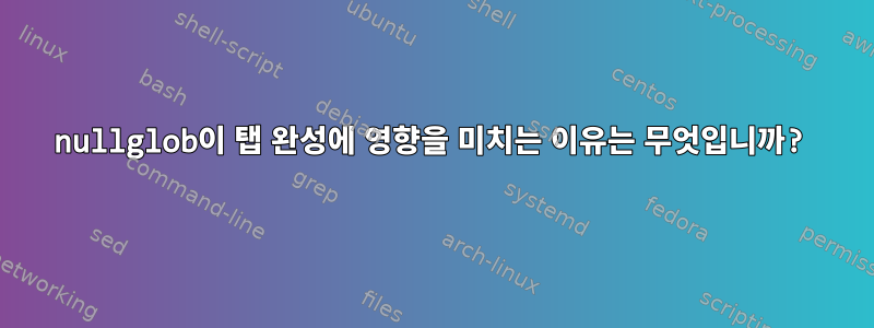 nullglob이 탭 완성에 영향을 미치는 이유는 무엇입니까?