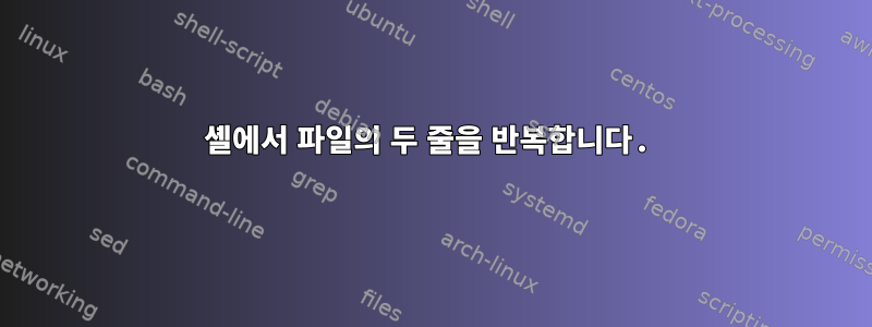 셸에서 파일의 두 줄을 반복합니다.