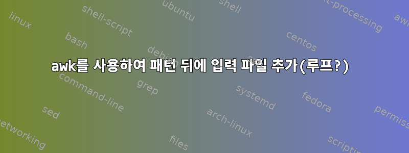 awk를 사용하여 패턴 뒤에 입력 파일 추가(루프?)