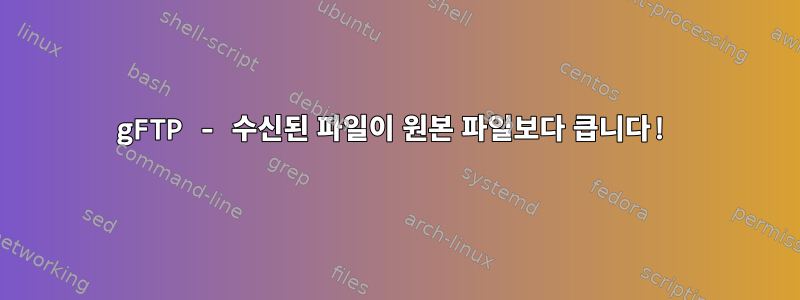 gFTP - 수신된 파일이 원본 파일보다 큽니다!