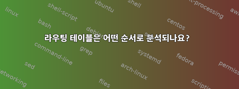 라우팅 테이블은 어떤 순서로 분석되나요?