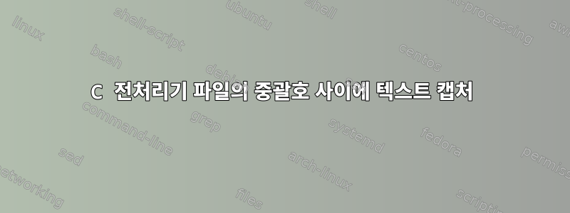 C 전처리기 파일의 중괄호 사이에 텍스트 캡처