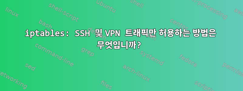 iptables: SSH 및 VPN 트래픽만 허용하는 방법은 무엇입니까?