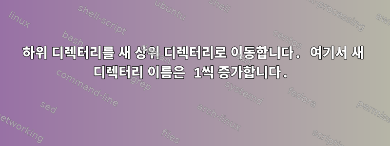 하위 디렉터리를 새 상위 디렉터리로 이동합니다. 여기서 새 디렉터리 이름은 1씩 증가합니다.