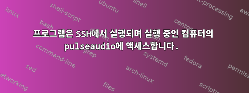 프로그램은 SSH에서 실행되며 실행 중인 컴퓨터의 pulseaudio에 액세스합니다.