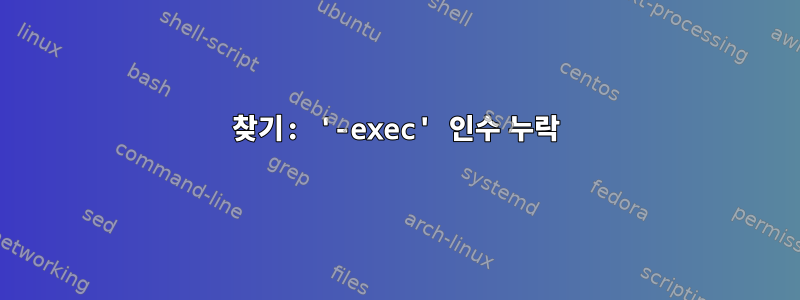 찾기: '-exec' 인수 누락