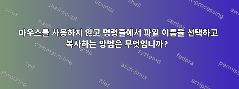 마우스를 사용하지 않고 명령줄에서 파일 이름을 선택하고 복사하는 방법은 무엇입니까?