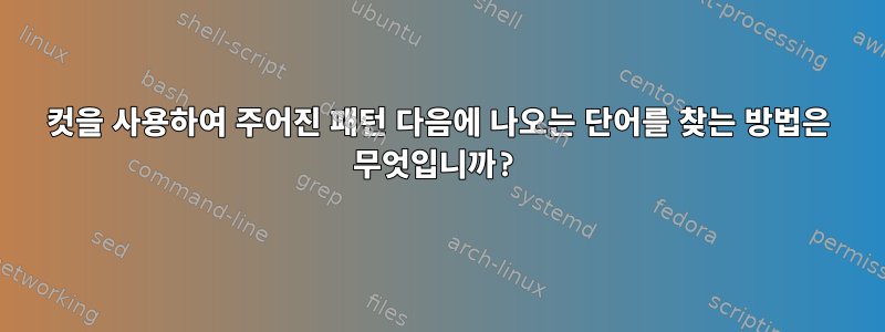 컷을 사용하여 주어진 패턴 다음에 나오는 단어를 찾는 방법은 무엇입니까?