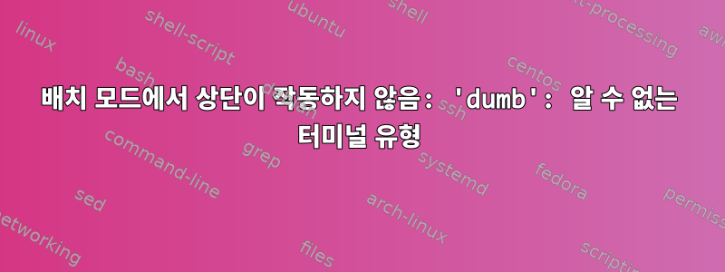 배치 모드에서 상단이 작동하지 않음: 'dumb': 알 수 없는 터미널 유형