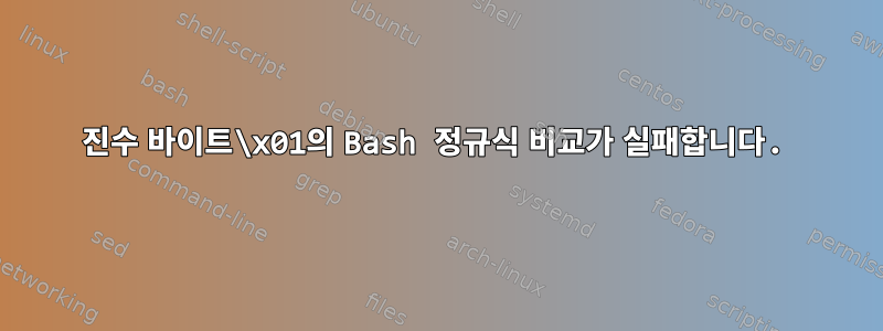 16진수 바이트\x01의 Bash 정규식 비교가 실패합니다.