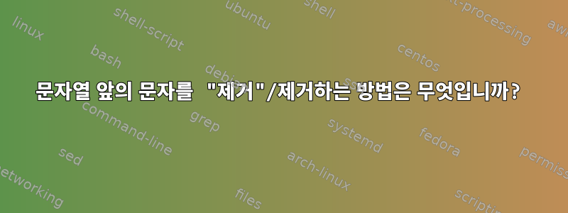 문자열 앞의 문자를 "제거"/제거하는 방법은 무엇입니까?