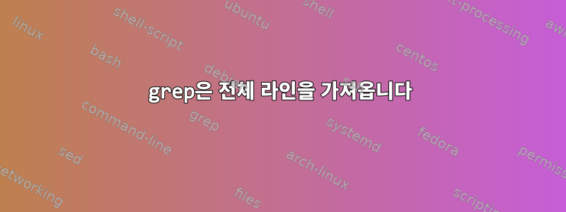 grep은 전체 라인을 가져옵니다