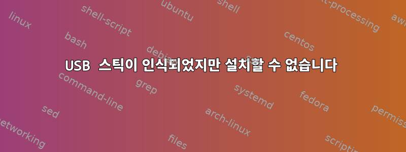 USB 스틱이 인식되었지만 설치할 수 없습니다