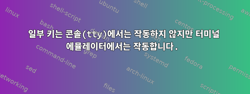 일부 키는 콘솔(tty)에서는 작동하지 않지만 터미널 에뮬레이터에서는 작동합니다.