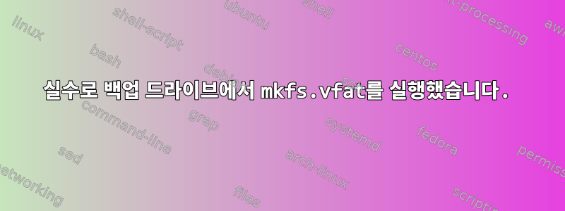 실수로 백업 드라이브에서 mkfs.vfat를 실행했습니다.