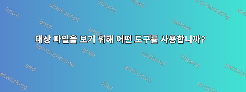 대상 파일을 보기 위해 어떤 도구를 사용합니까?