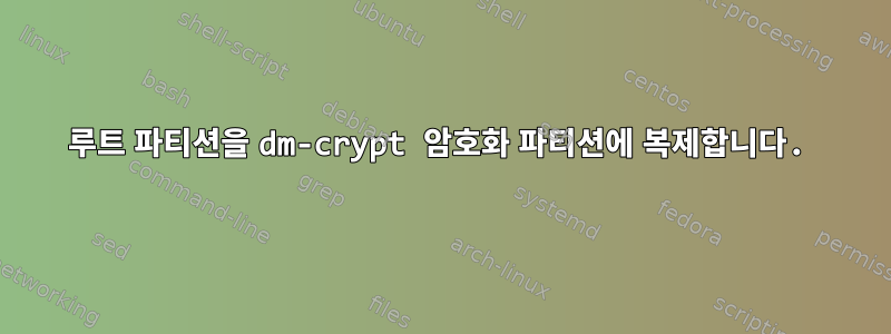 루트 파티션을 dm-crypt 암호화 파티션에 복제합니다.