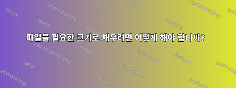 파일을 필요한 크기로 채우려면 어떻게 해야 합니까?