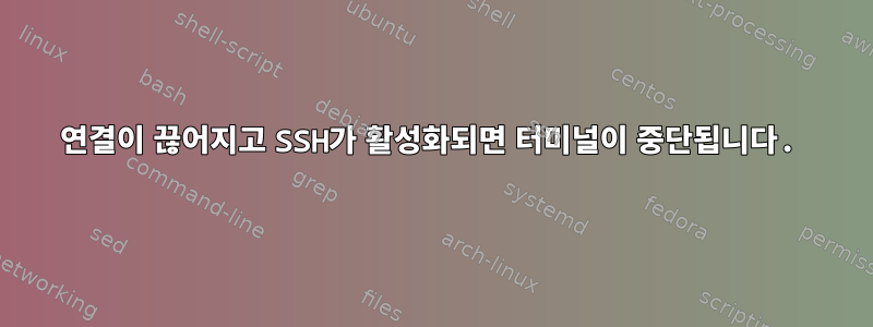 연결이 끊어지고 SSH가 활성화되면 터미널이 중단됩니다.