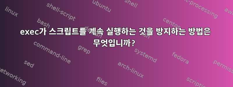 exec가 스크립트를 계속 실행하는 것을 방지하는 방법은 무엇입니까?