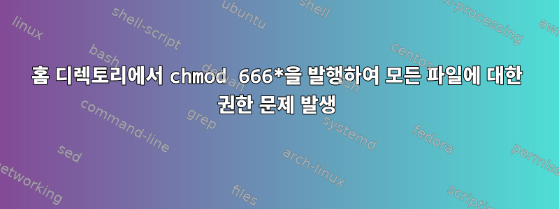 홈 디렉토리에서 chmod 666*을 발행하여 모든 파일에 대한 권한 문제 발생