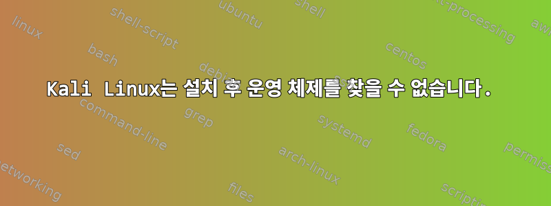 Kali Linux는 설치 후 운영 체제를 찾을 수 없습니다.