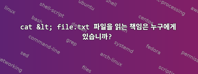 cat &lt; file.txt 파일을 읽는 책임은 누구에게 있습니까?