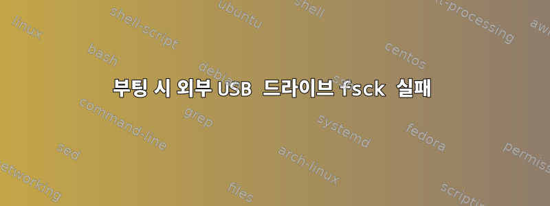 부팅 시 외부 USB 드라이브 fsck 실패