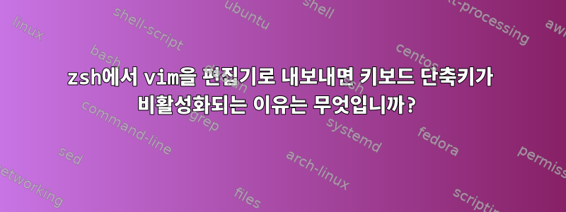 zsh에서 vim을 편집기로 내보내면 키보드 단축키가 비활성화되는 이유는 무엇입니까?