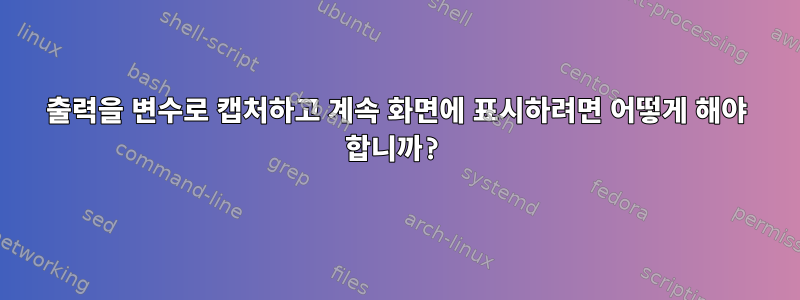 출력을 변수로 캡처하고 계속 화면에 표시하려면 어떻게 해야 합니까?