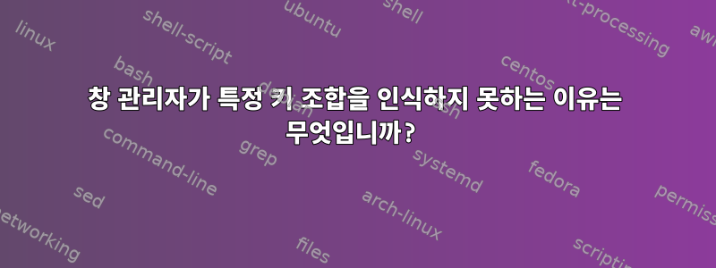 창 관리자가 특정 키 조합을 인식하지 못하는 이유는 무엇입니까?