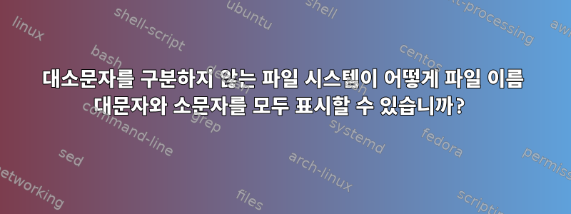 대소문자를 구분하지 않는 파일 시스템이 어떻게 파일 이름 대문자와 소문자를 모두 표시할 수 있습니까?