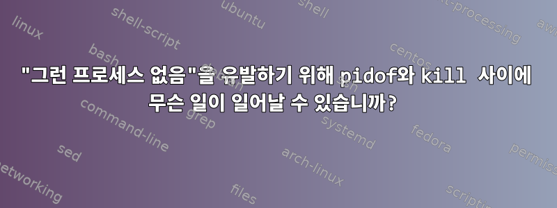 "그런 프로세스 없음"을 유발하기 위해 pidof와 kill 사이에 무슨 일이 일어날 수 있습니까?