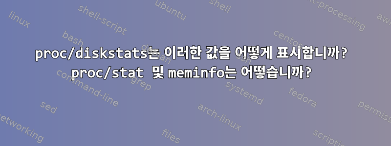 proc/diskstats는 이러한 값을 어떻게 표시합니까? proc/stat 및 meminfo는 어떻습니까?