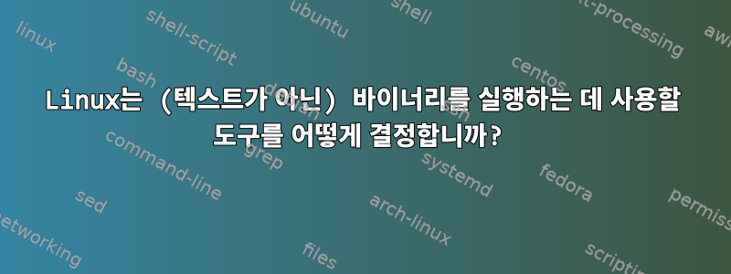 Linux는 (텍스트가 아닌) 바이너리를 실행하는 데 사용할 도구를 어떻게 결정합니까?