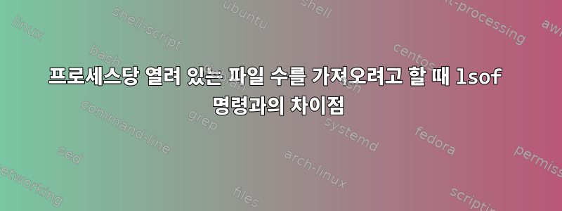 프로세스당 열려 있는 파일 수를 가져오려고 할 때 lsof 명령과의 차이점