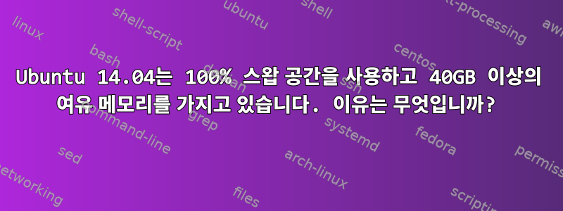 Ubuntu 14.04는 100% 스왑 공간을 사용하고 40GB 이상의 여유 메모리를 가지고 있습니다. 이유는 무엇입니까?