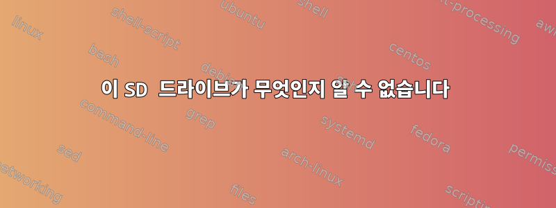 이 SD 드라이브가 무엇인지 알 수 없습니다