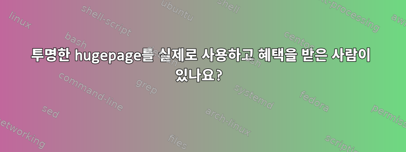 투명한 hugepage를 실제로 사용하고 혜택을 받은 사람이 있나요?